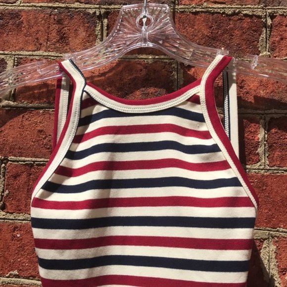 Cream, Red, and Blue Stripe Revolve Capulet Scoop Back Sleeveless Bodysuit - Picture 5 of 15